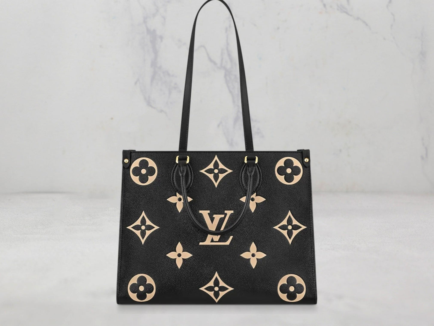 Louis Vuitton – Cabas Onthego (Taille Moyen) Cuir Monogram Empreinte Bicolore