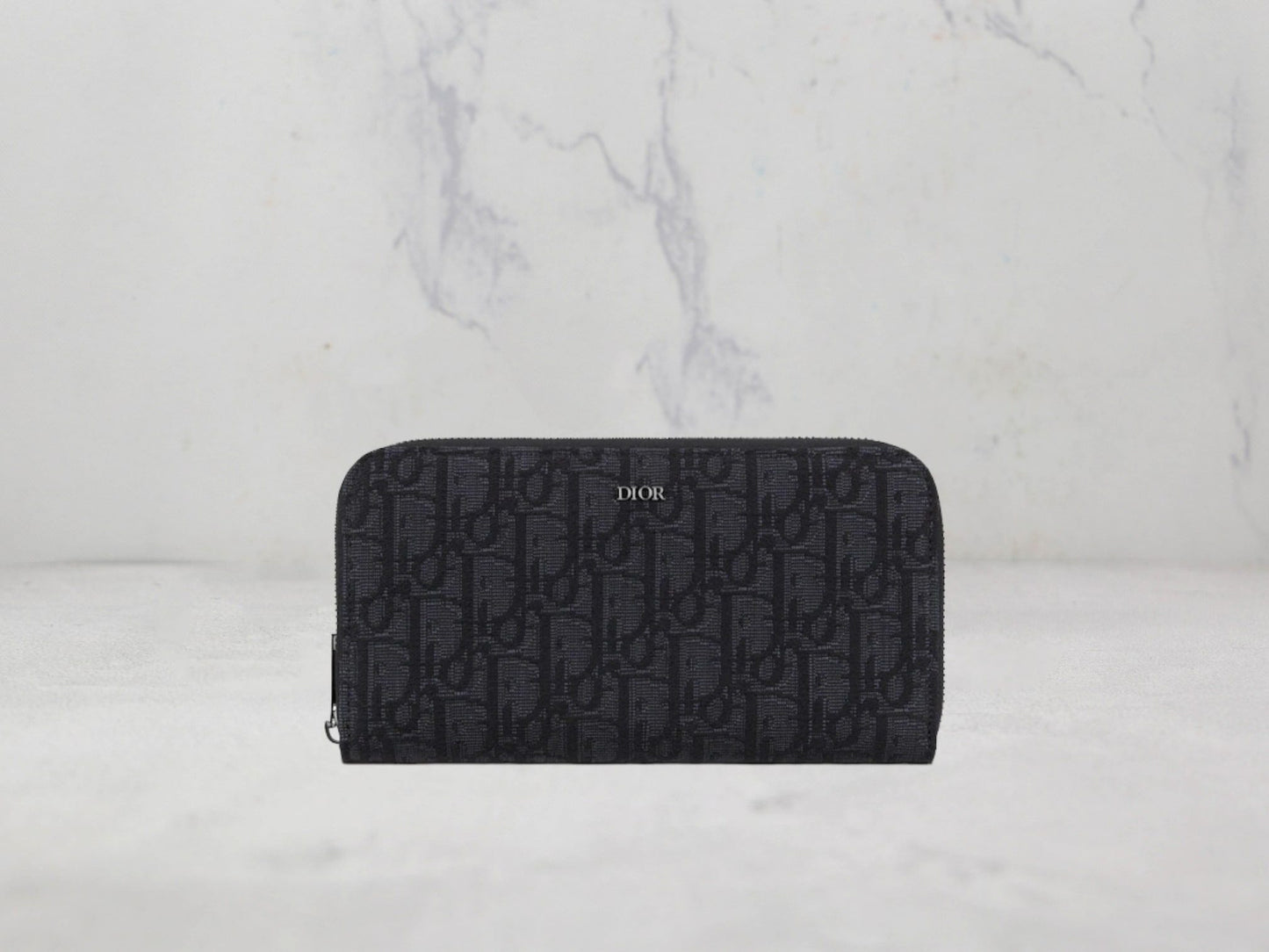 PORTEFEUILLE DIOR ZIPPÉ LONG Toile jacquard Oblique noir