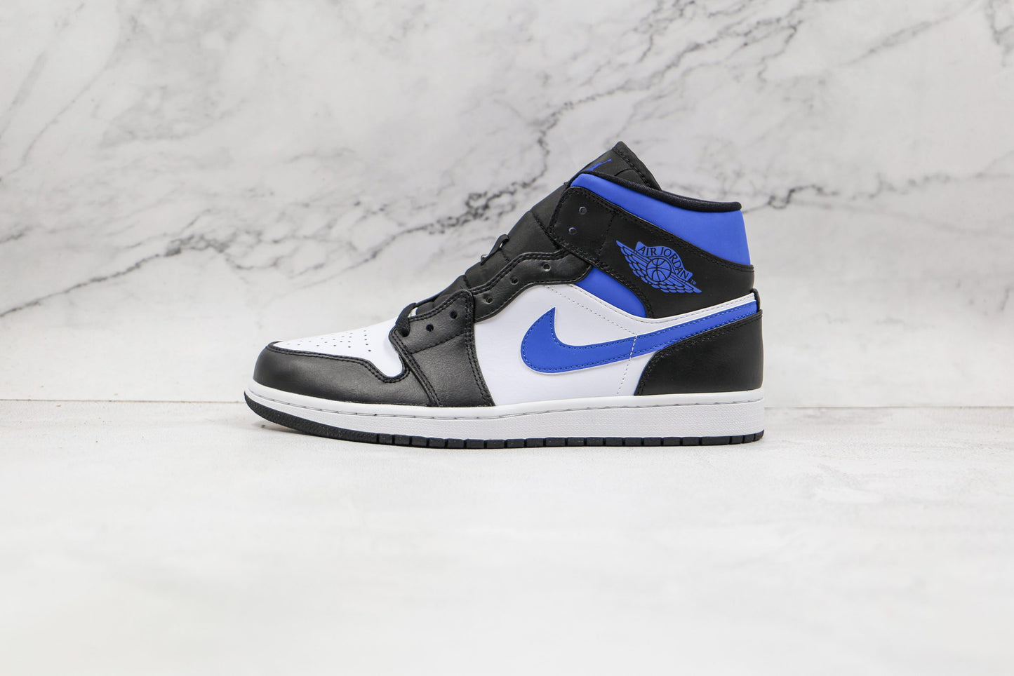 Jordan 1 Mid White Black Racer Blue -