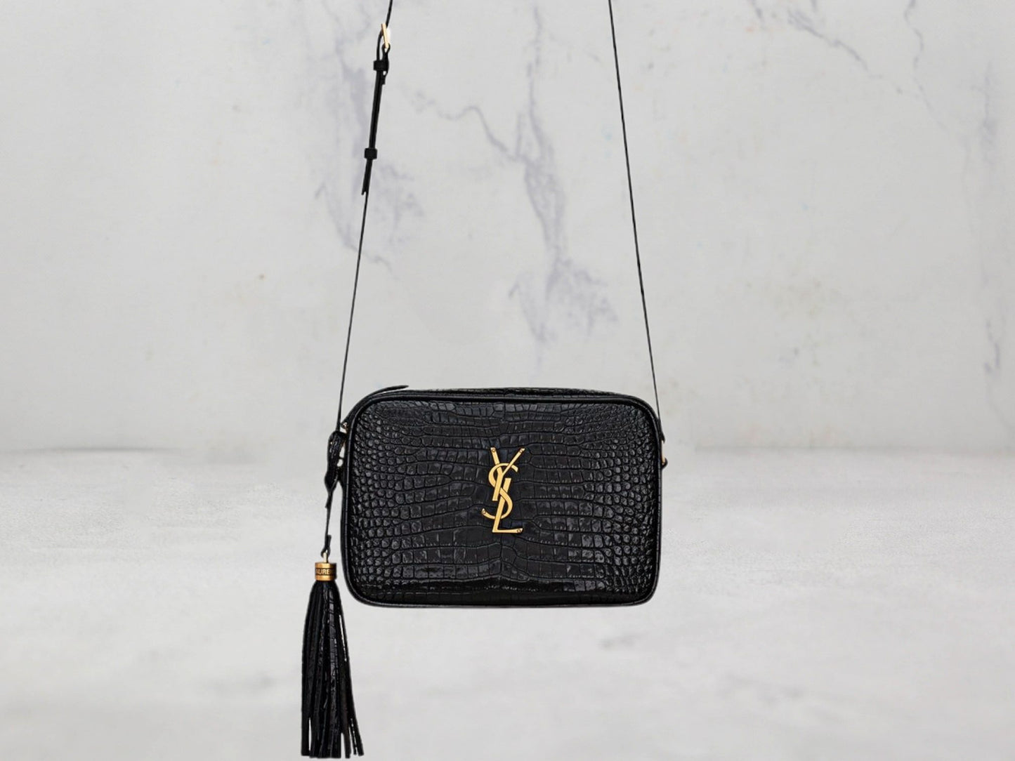 SAC Saint Laurent LOU CAMERA BAG BRILLANT EMBOSSÉ CROCODILE