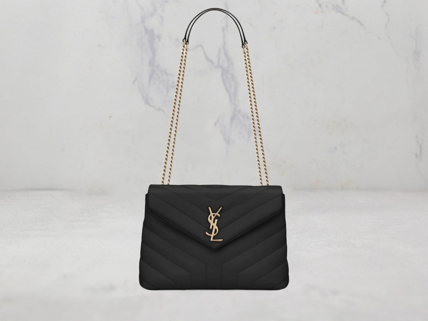 SAC Saint Laurent LOULOU SMALL CHAIN BAG EN CUIR MATELASSÉ «Y» - Gris