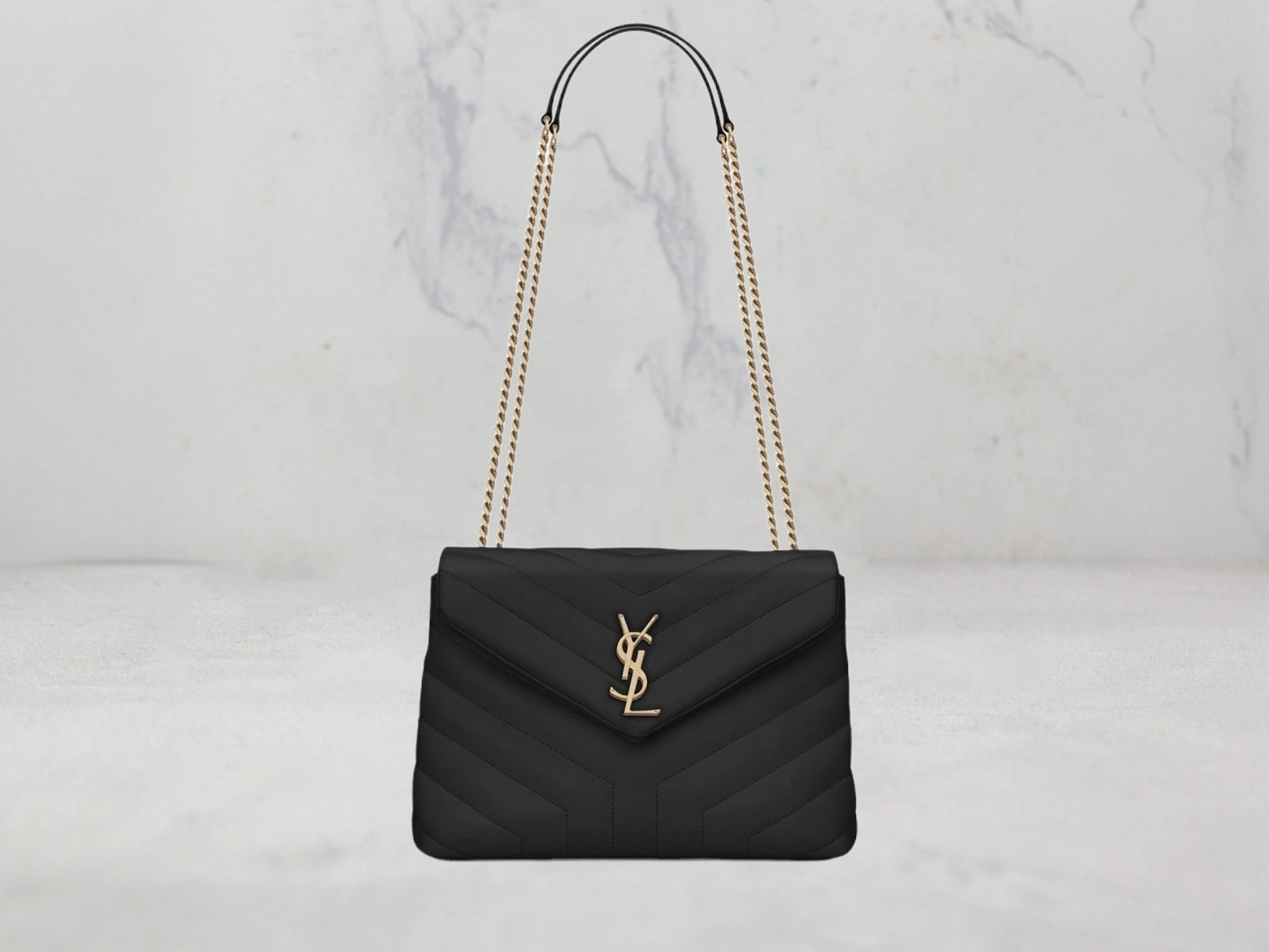 SAC Saint Laurent LOULOU SMALL CHAIN BAG EN CUIR MATELASSÉ «Y» - Marron