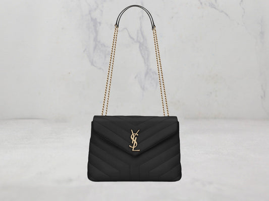 SAC Saint Laurent LOULOU SMALL CHAIN BAG EN CUIR MATELASSÉ «Y» - Marron