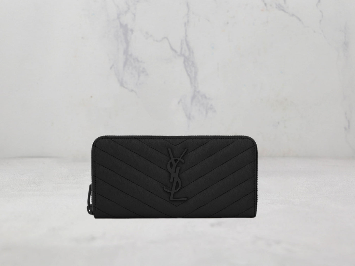 Saint Laurent Cassandre Matelassé Grand Portefeuille Logo Noir