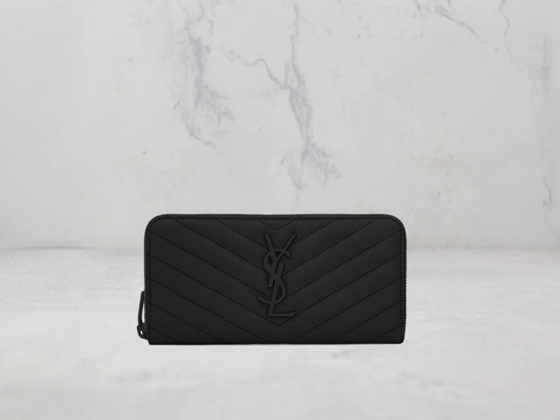 Saint Laurent Cassandre Matelassé Grand Portefeuille Logo Noir