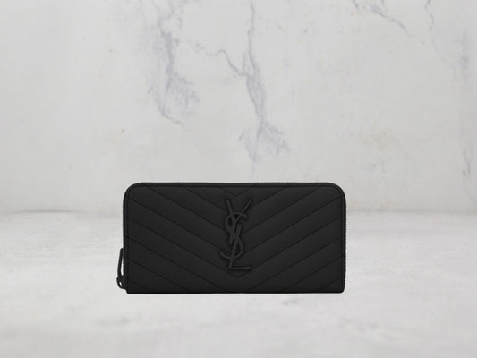 Saint Laurent Cassandre Matelassé Grand Portefeuille Logo Noir