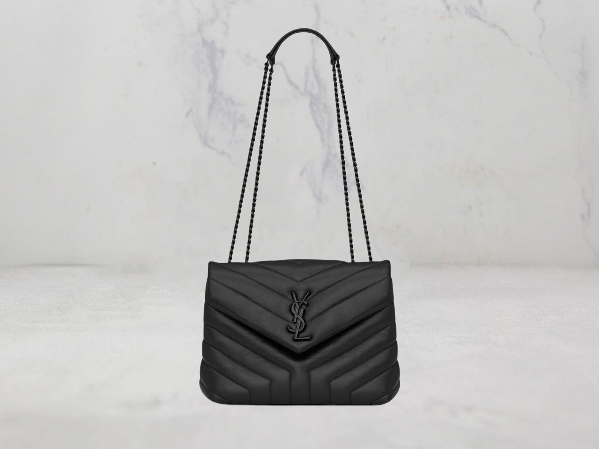 SAC Saint Laurent LOULOU SMALL CHAIN BAG EN CUIR MATELASSÉ «Y» Logo Noir