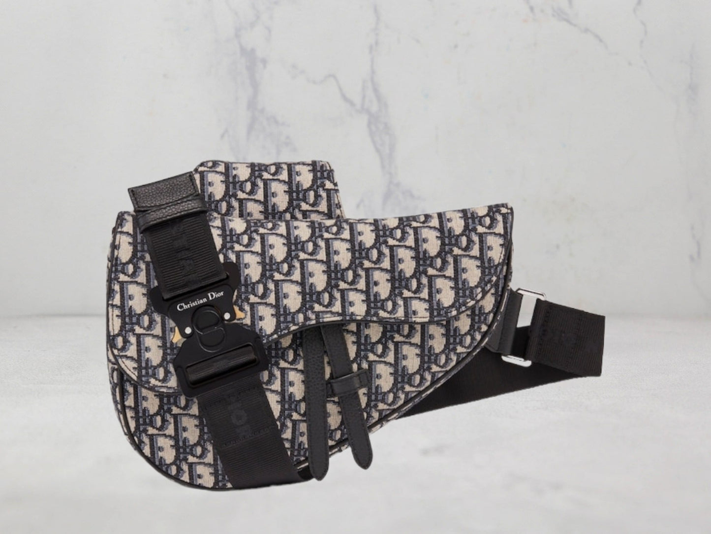 SAC SADDLE Toile jacquard Dior Oblique beige et noir - Beige
