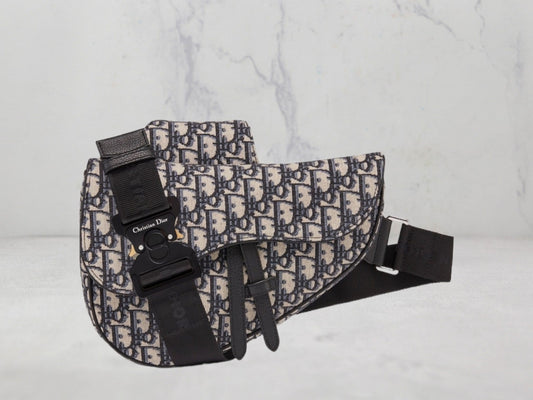SAC SADDLE Toile jacquard Dior Oblique beige et noir - Beige
