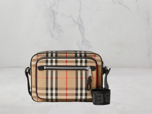 Sac Burberry à bandoulière Cuir Vintage check - Beige