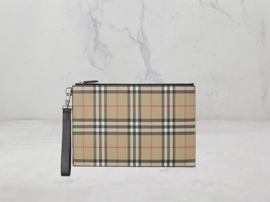 Grande pochette Burberry zippée - Gris