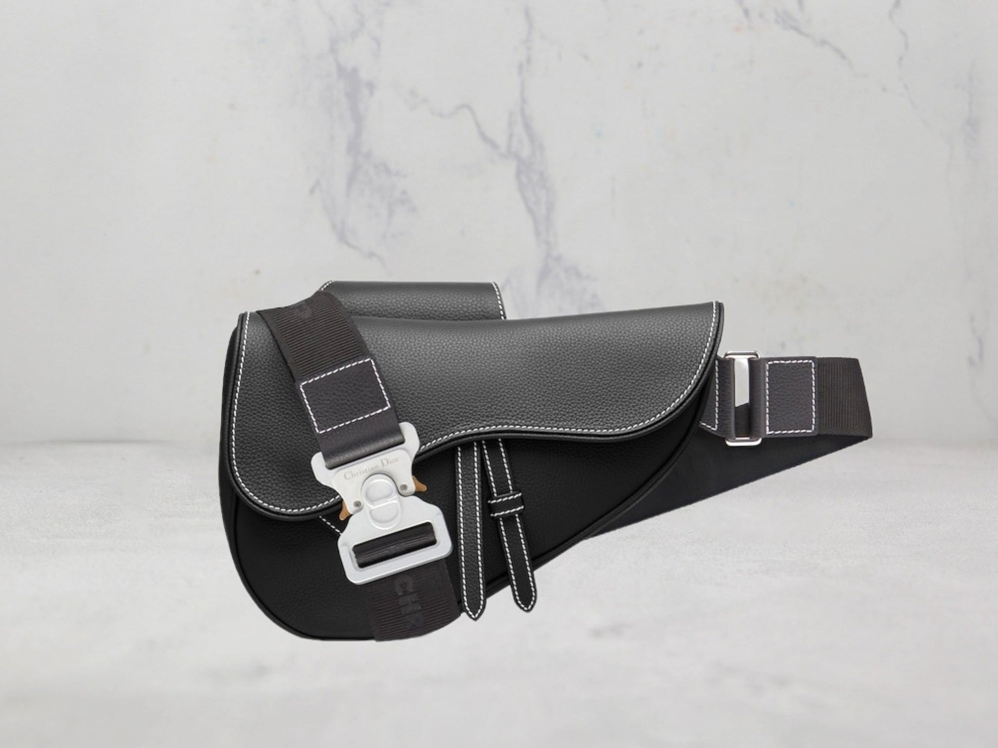 SAC Dior SADDLE Cuir grainé - Noir