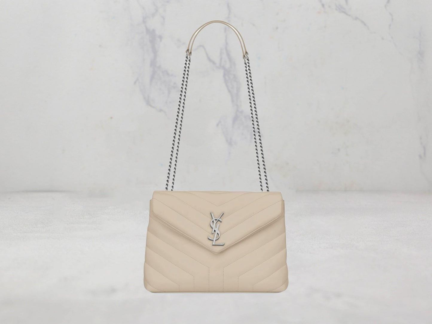 SAC Saint Laurent LOULOU SMALL CHAIN BAG EN CUIR MATELASSÉ «Y» Logo Argenté