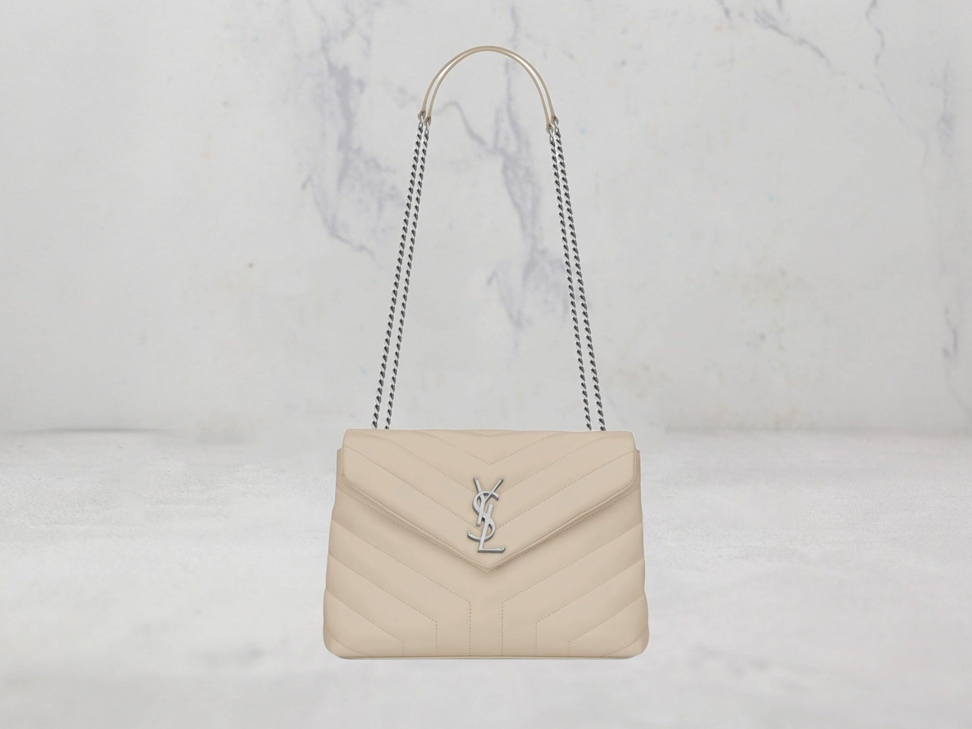 SAC Saint Laurent LOULOU SMALL CHAIN BAG EN CUIR MATELASSÉ «Y» Logo Argenté