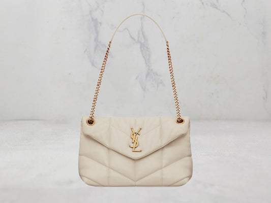 SAC Saint Laurent PUFFER SMALL CHAIN BAG MATELASSÉ - Marron