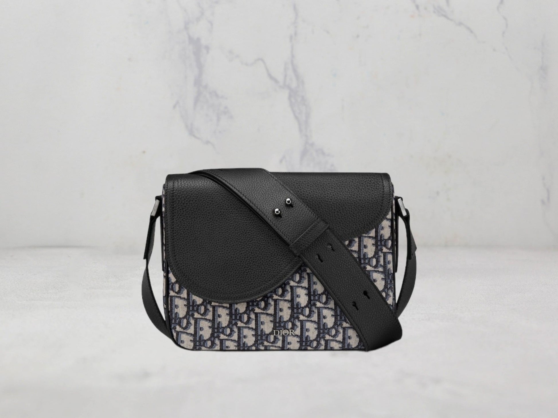 MINI SAC BESACE SADDLE Toile jacquard Dior Oblique - Beige