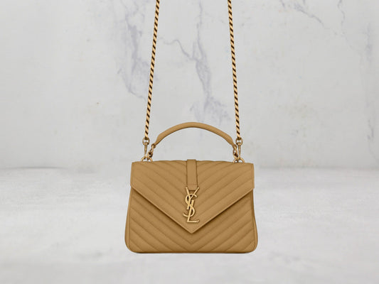 SAC Saint Laurent COLLEGE MEDIUM CHAIN BAG EN CUIR MATELASSÉ - Noir